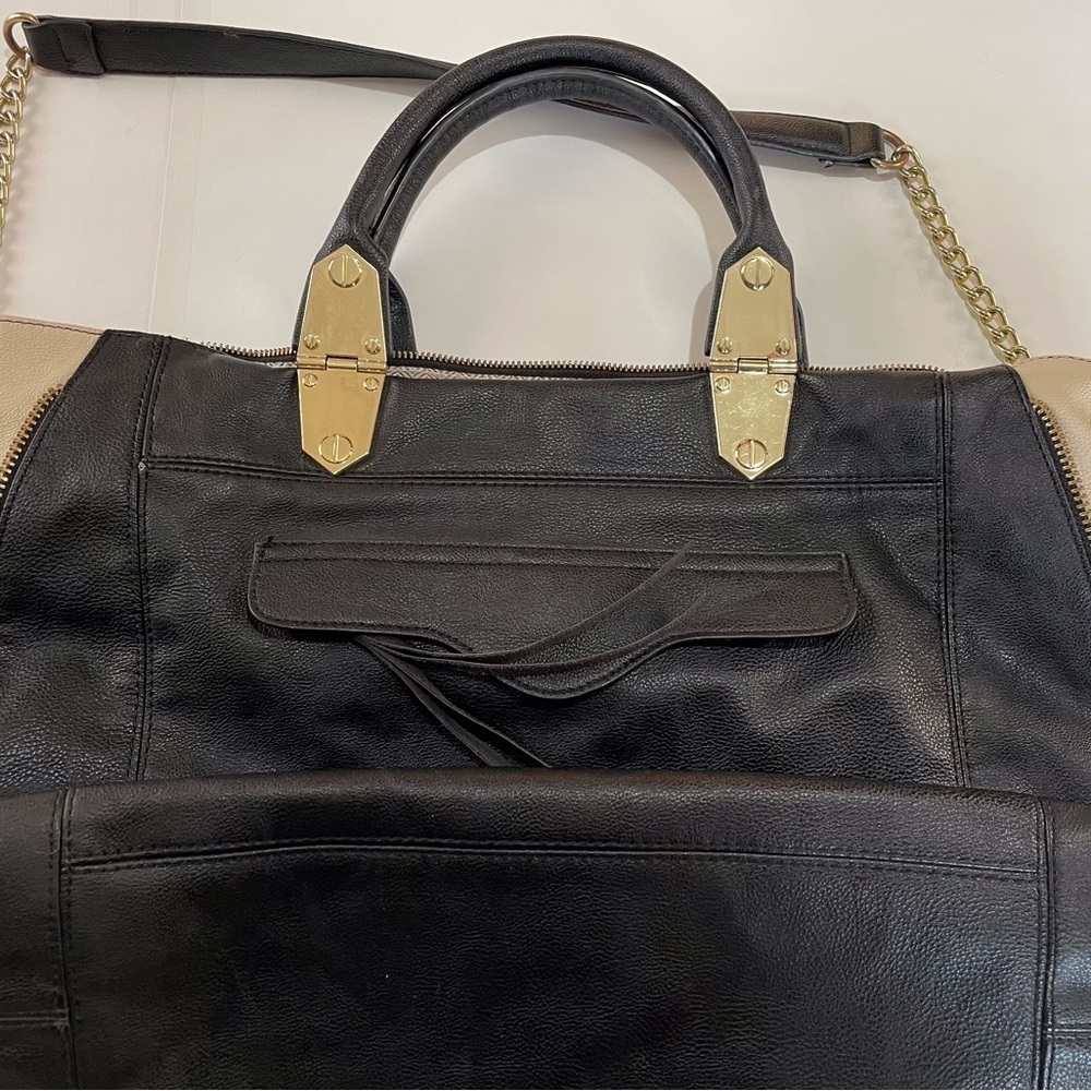 Steve Madden large black‎ handbag tote with goldtone hardware and double straps